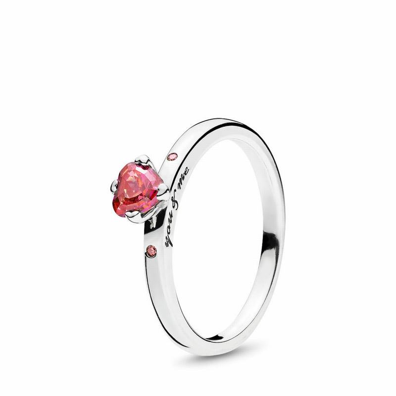 Pandora Australia Sparkling Red Heart Stackable Ring - Sterling Silver | WBKJEG297